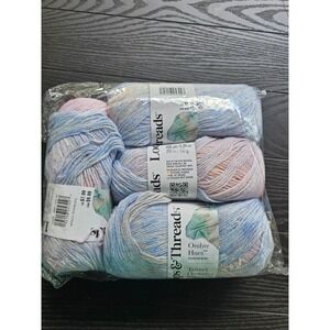 Loops & Threads Ombre Hues Yarn Orange Pink Blue 4 Skeins Light 3 426yd Each